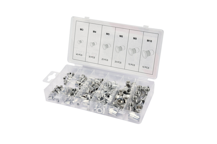 Conjunto de porcas de rebite de alumínio YATO YT-36460, tamanhos M3 a M10, 150 peças