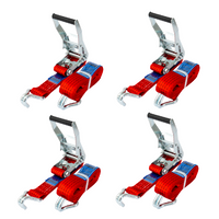 Conjunto de quatro correias transportadoras UNITRAILER vermelhas de 4m/50mm/5t com tensor.