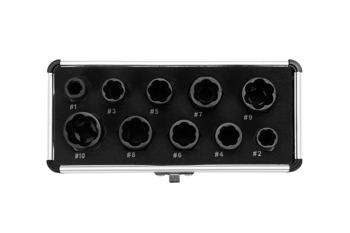 Extratores de parafusos YATO YT-06031, 9-19 mm, pacote com 10 unidades.