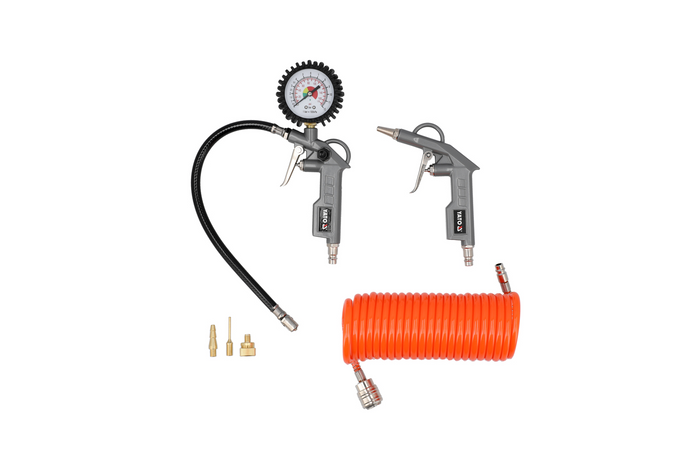 Conjunto pneumático YATO YT-23780 para inflar pneus, bolas e colchões, 6 peças