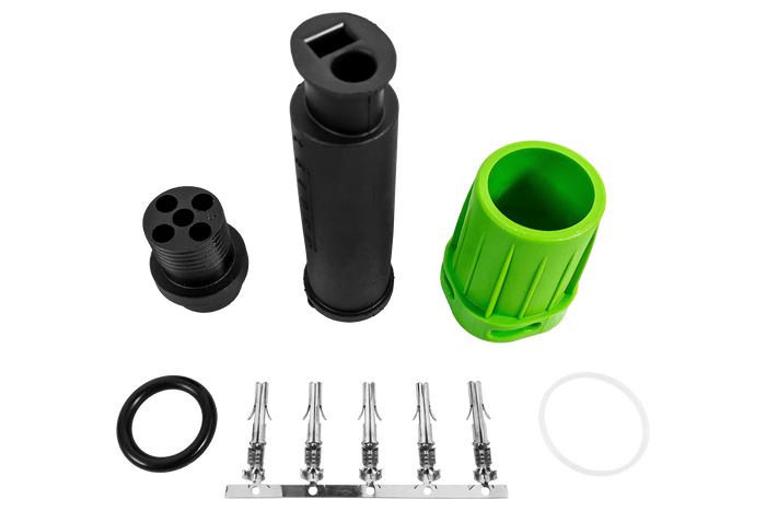 Conector à prova d'água MANTES para luzes traseiras de reboque, baioneta de 5 pinos, verde, lado direito.