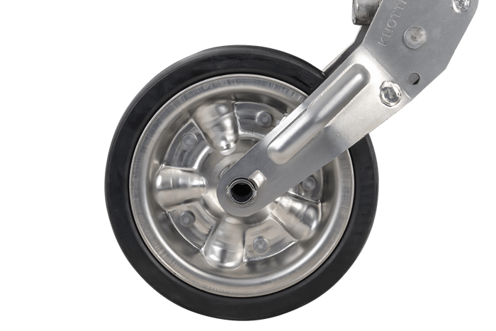 Roda jockey reforçada KNOTT ATK60 com alça, 350 kg, 60 mm, 785-1020 mm