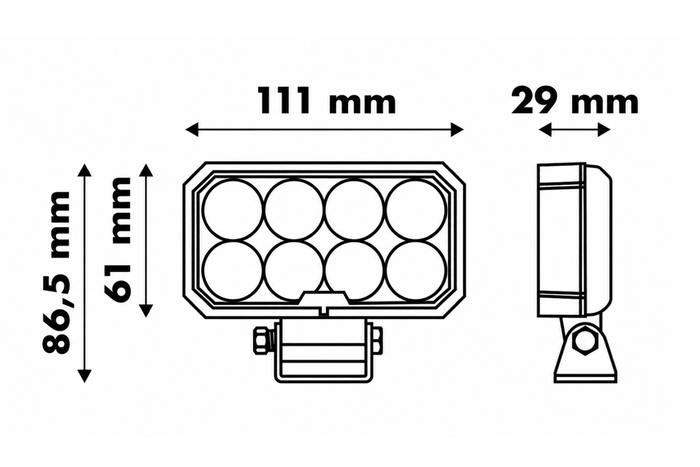 Refletor retangular para lâmpada de trabalho LED LAYTZ LY7302 com 32 LEDs e 3200 lm