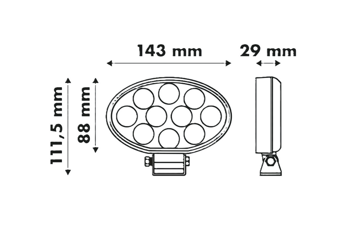 Refletor oval para lâmpada de trabalho LED LAYTZ LY7401 com 40 LEDs e 4000 lm