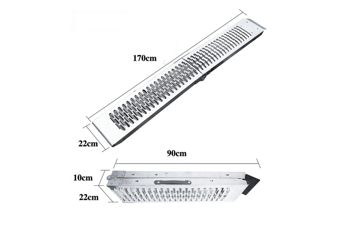 Rampa dobrável UNITRAILER ALR004 em aço para reboque, 170 cm, 227 kg