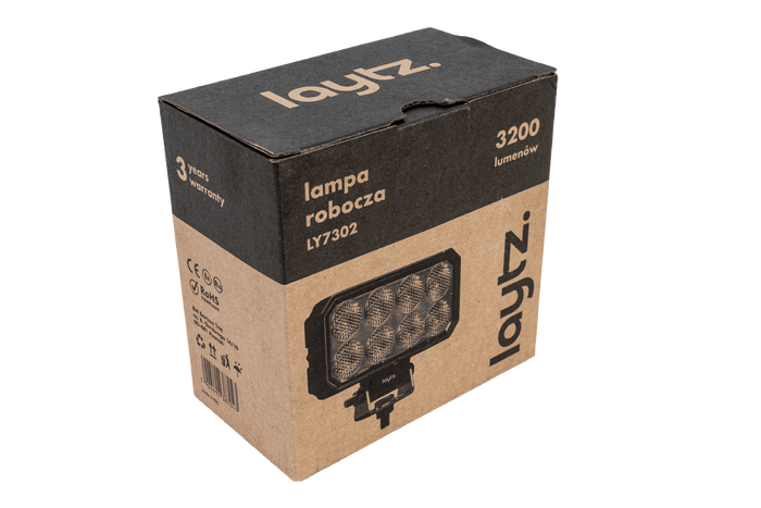 Refletor retangular para lâmpada de trabalho LED LAYTZ LY7302 com 32 LEDs e 3200 lm