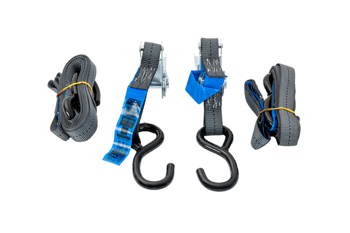 Conjunto de duas correias de transporte HILLS 3m/25mm/1t com tensor e dois cintos de 0,45m para fixação da motocicleta
