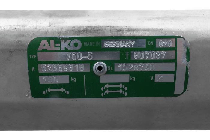 Eixo AL-KO OPTIMA sem freio para reboque 750kg 1285mm 1620mm 4x100